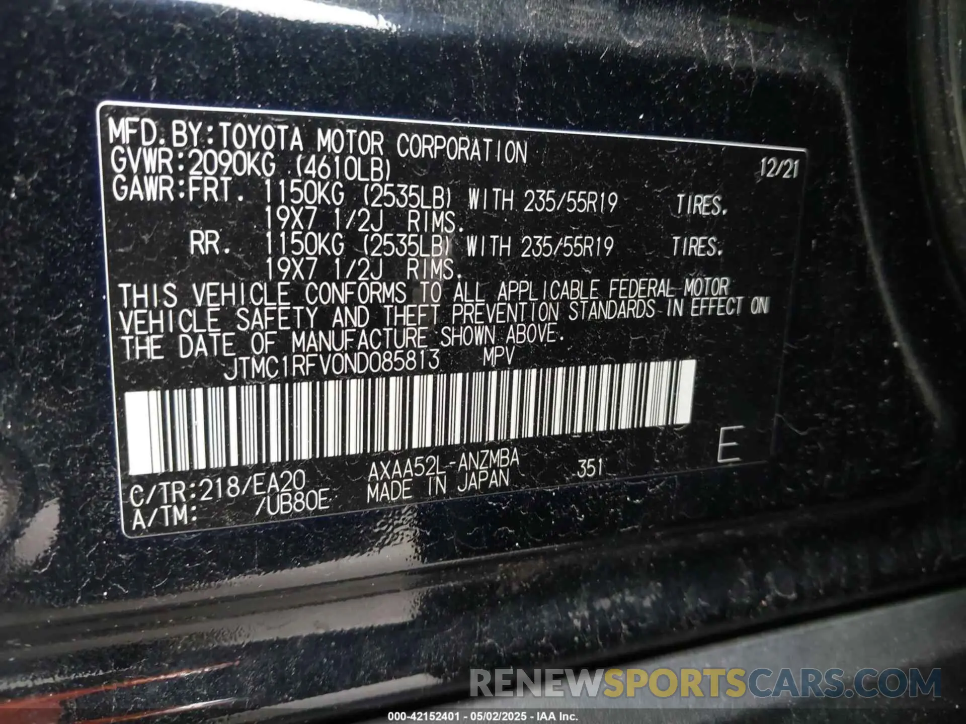 9 Фотография поврежденного автомобиля JTMC1RFV0ND085813 TOYOTA RAV4 2022
