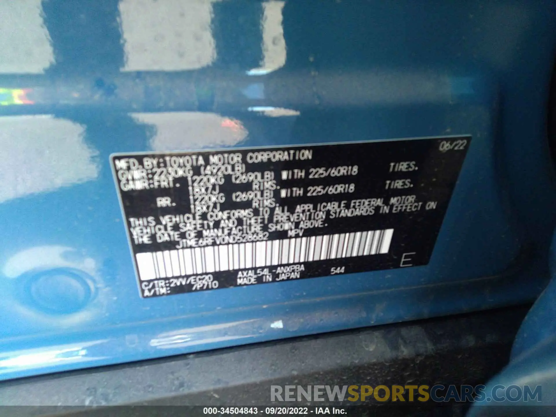 9 Фотография поврежденного автомобиля JTME6RFV0ND528682 TOYOTA RAV4 2022