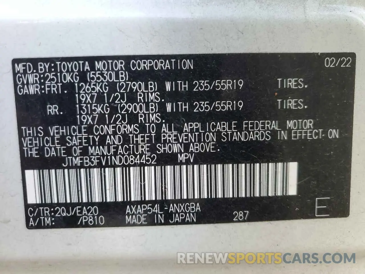 15 Фотография поврежденного автомобиля JTMFB3FV1ND084452 TOYOTA RAV4 2022