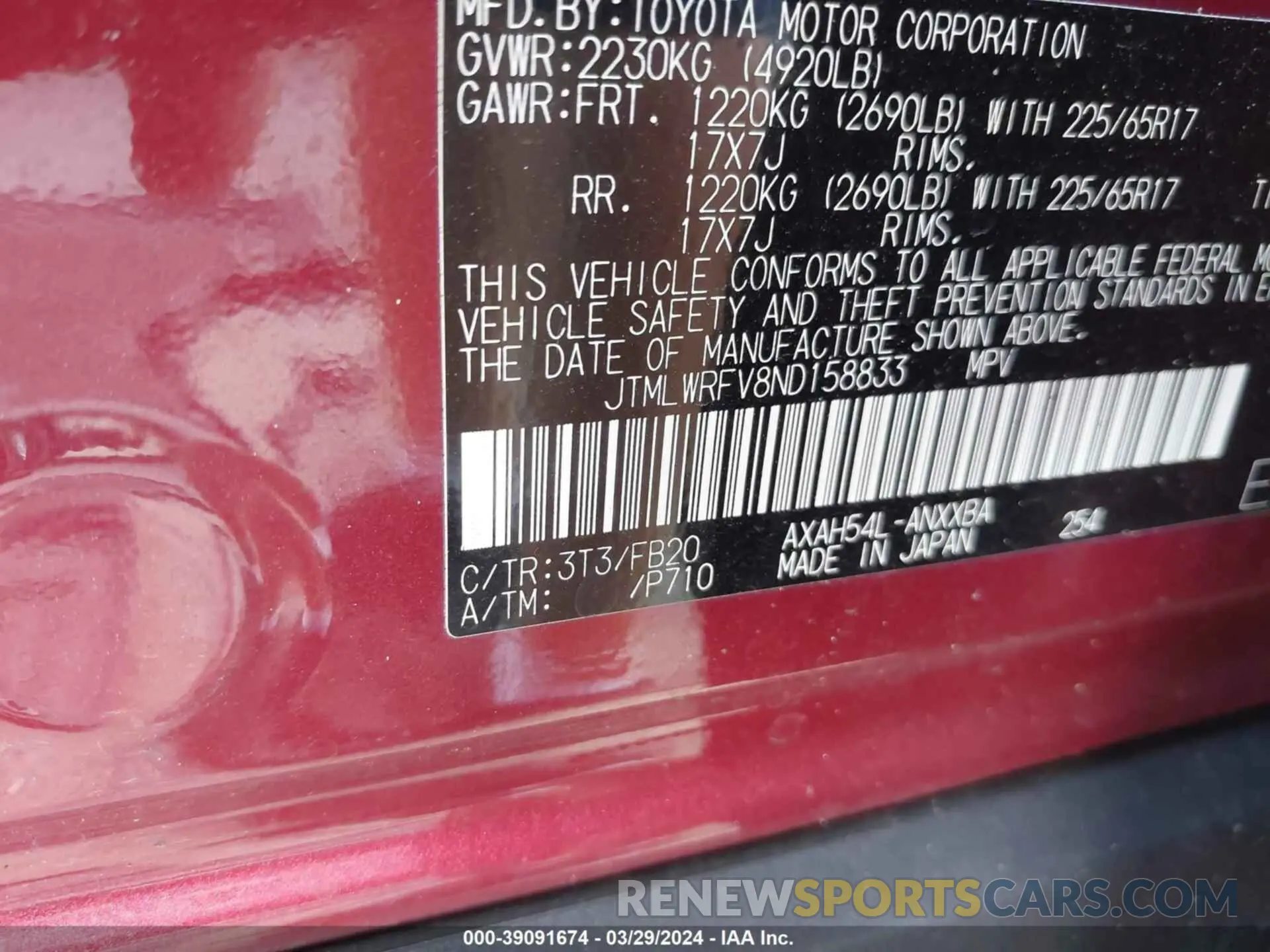 9 Photograph of a damaged car JTMLWRFV8ND158833 TOYOTA RAV4 2022