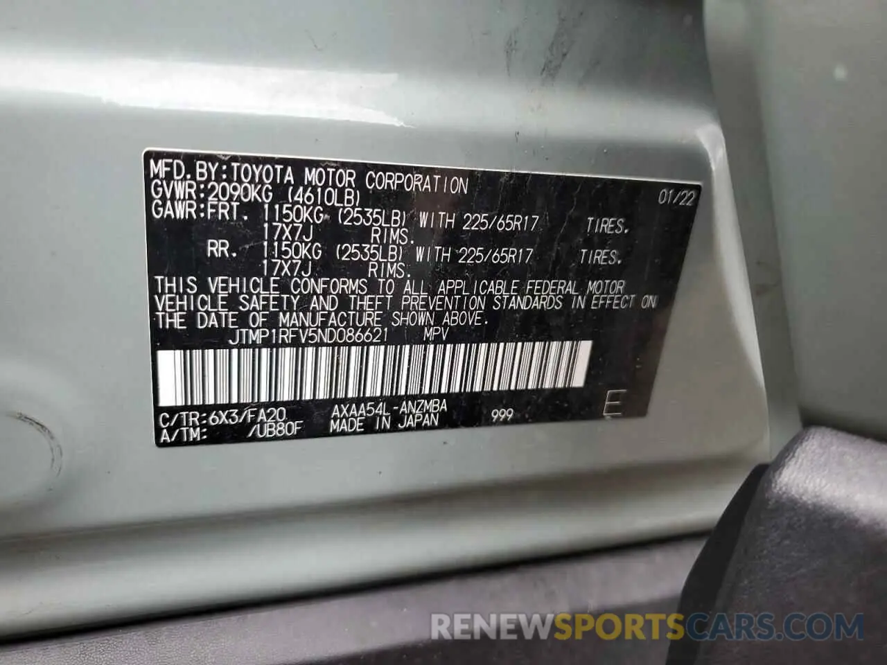 13 Фотография поврежденного автомобиля JTMP1RFV5ND086621 TOYOTA RAV4 2022