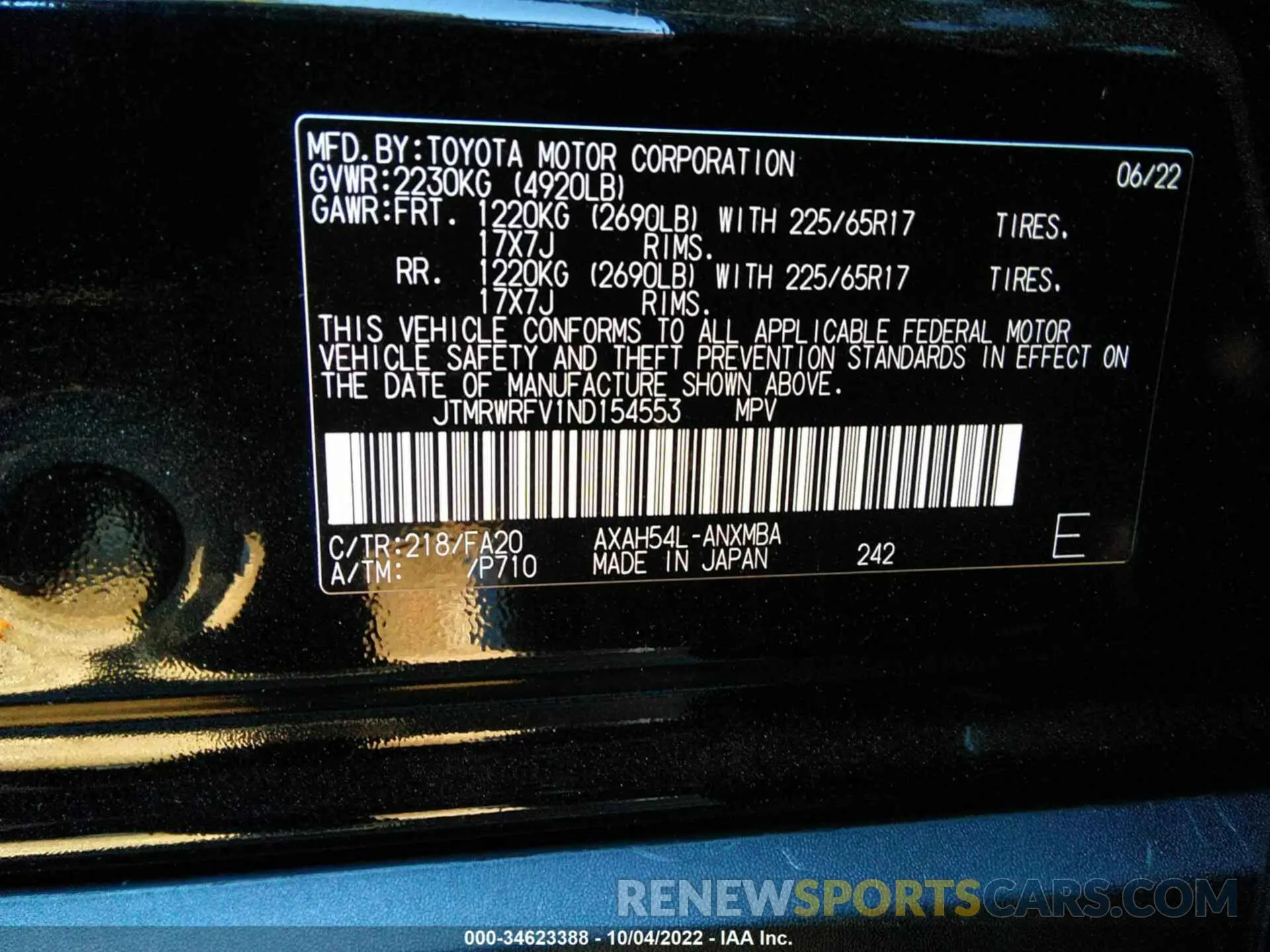 9 Фотография поврежденного автомобиля JTMRWRFV1ND154553 TOYOTA RAV4 2022