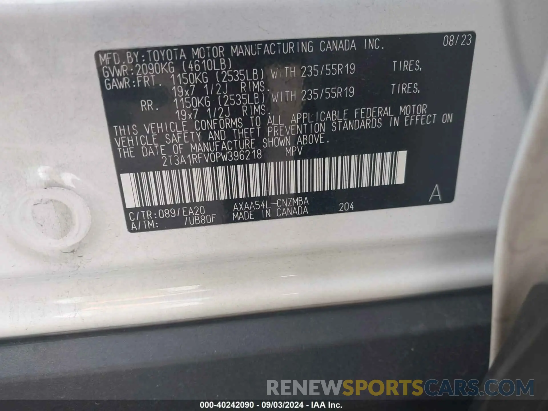 9 Photograph of a damaged car 2T3A1RFV0PW396218 TOYOTA RAV4 2023