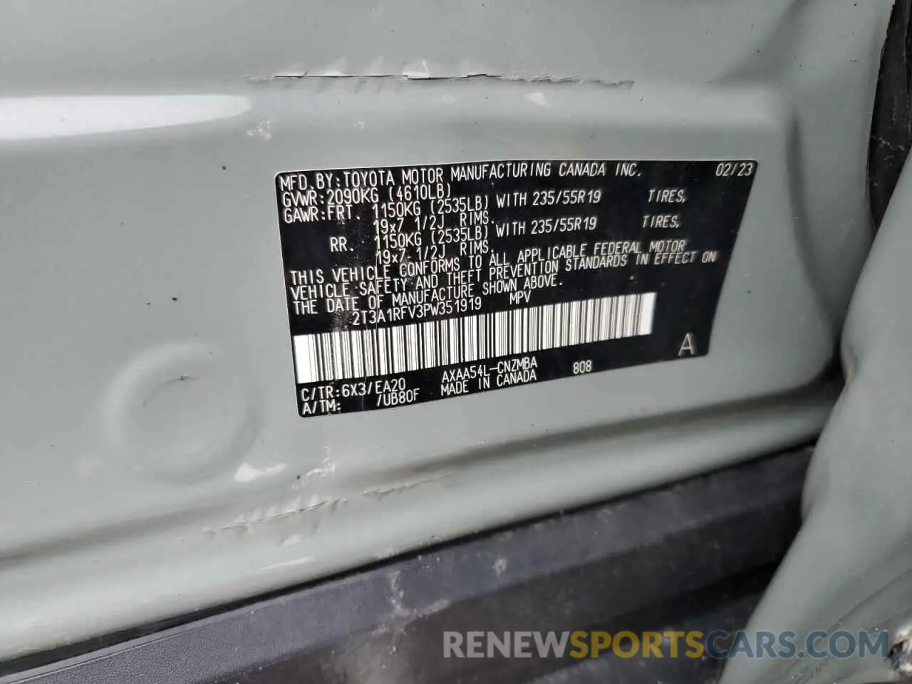 14 Фотография поврежденного автомобиля 2T3A1RFV3PW351919 TOYOTA RAV4 2023