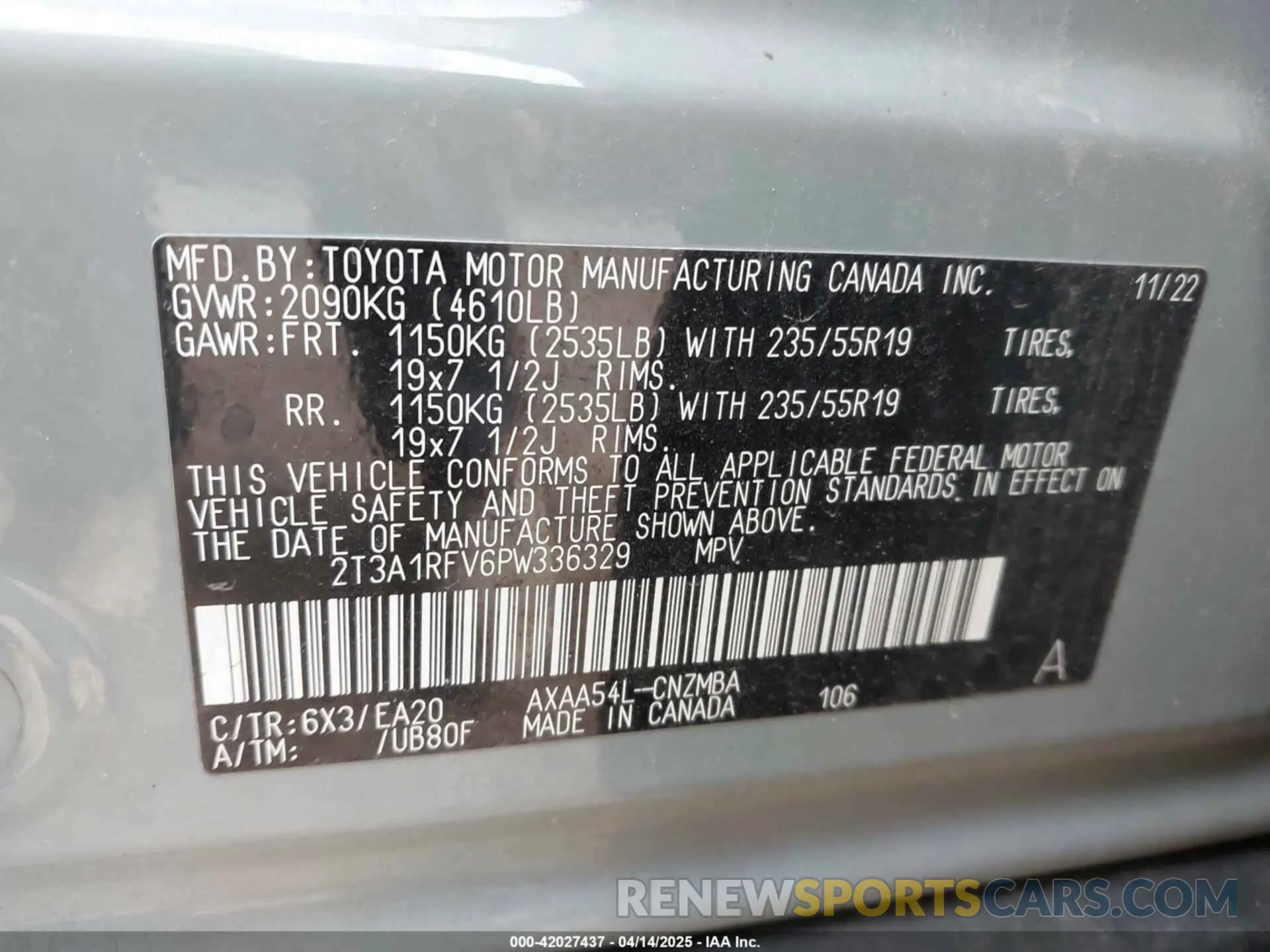 9 Photograph of a damaged car 2T3A1RFV6PW336329 TOYOTA RAV4 2023