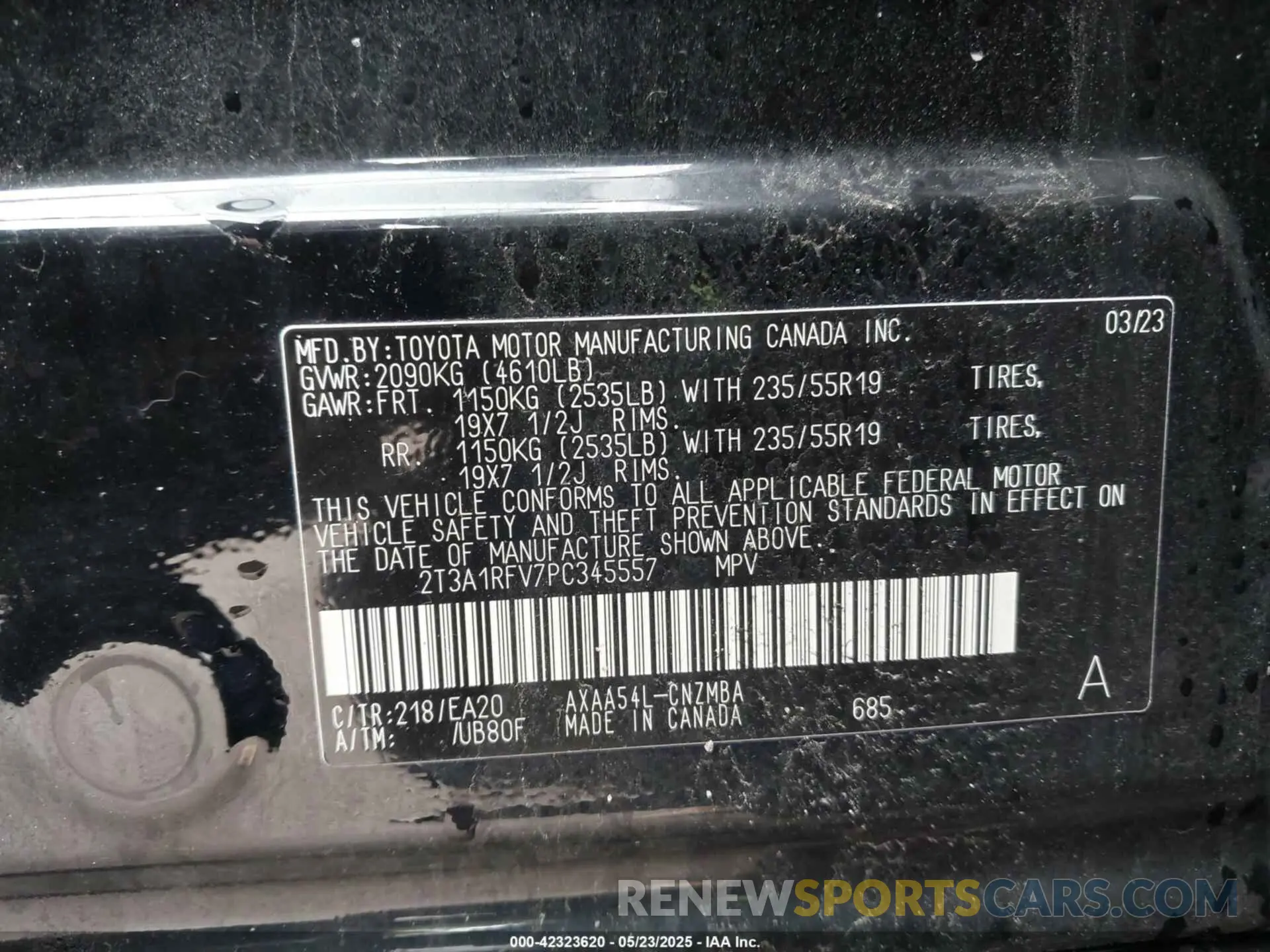 9 Photograph of a damaged car 2T3A1RFV7PC345557 TOYOTA RAV4 2023