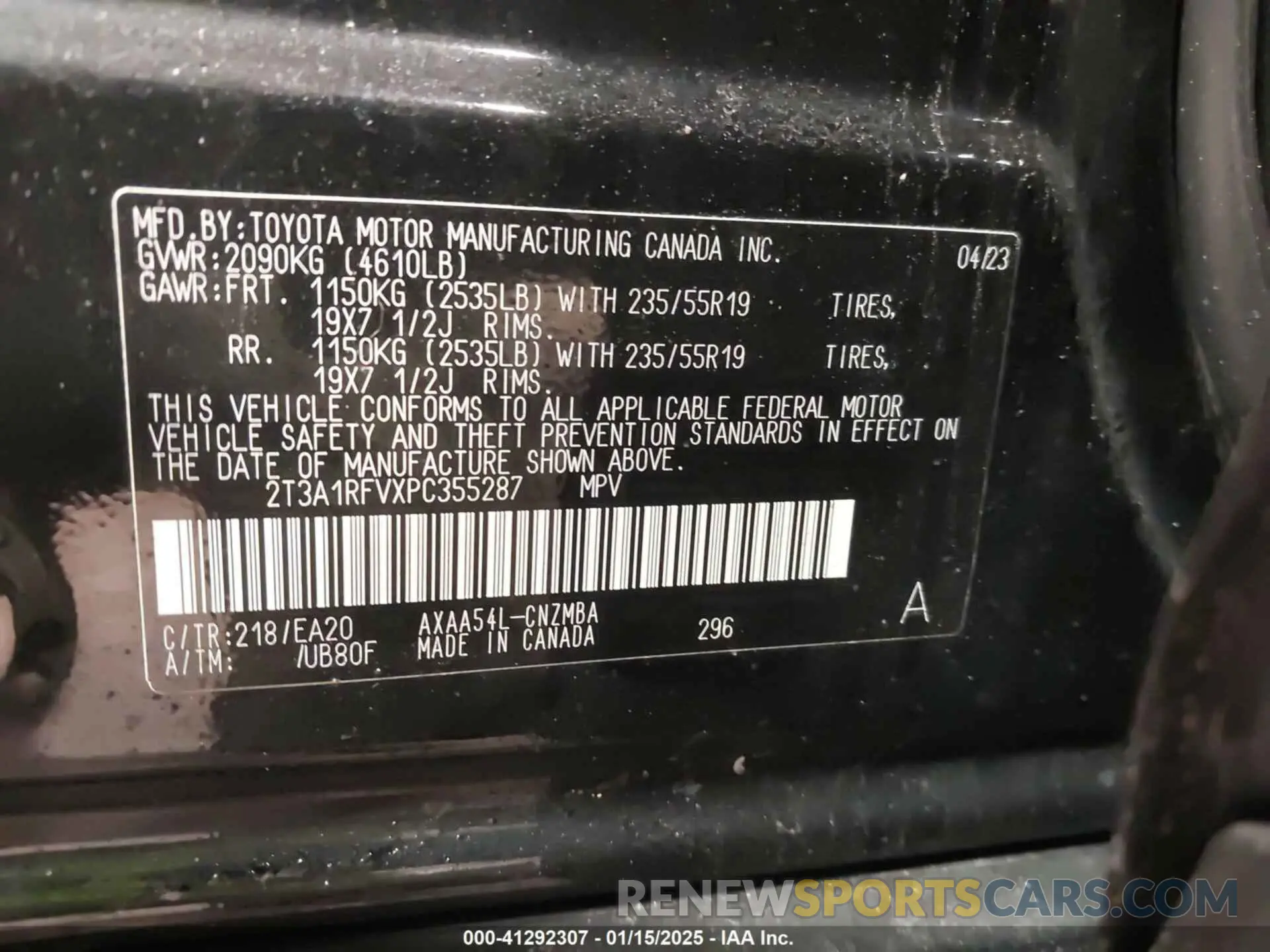 9 Photograph of a damaged car 2T3A1RFVXPC355287 TOYOTA RAV4 2023