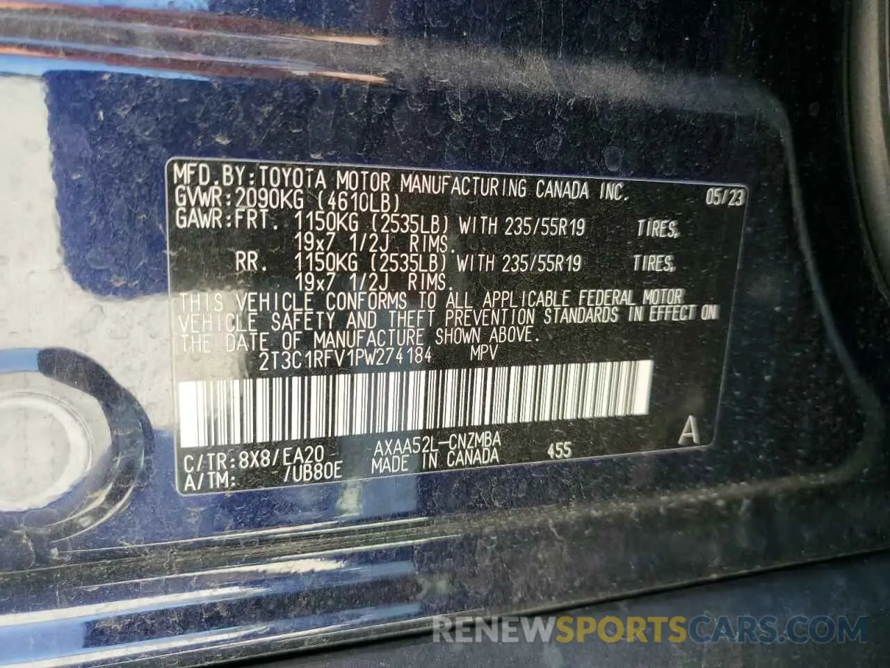 13 Фотография поврежденного автомобиля 2T3C1RFV1PW274184 TOYOTA RAV4 2023