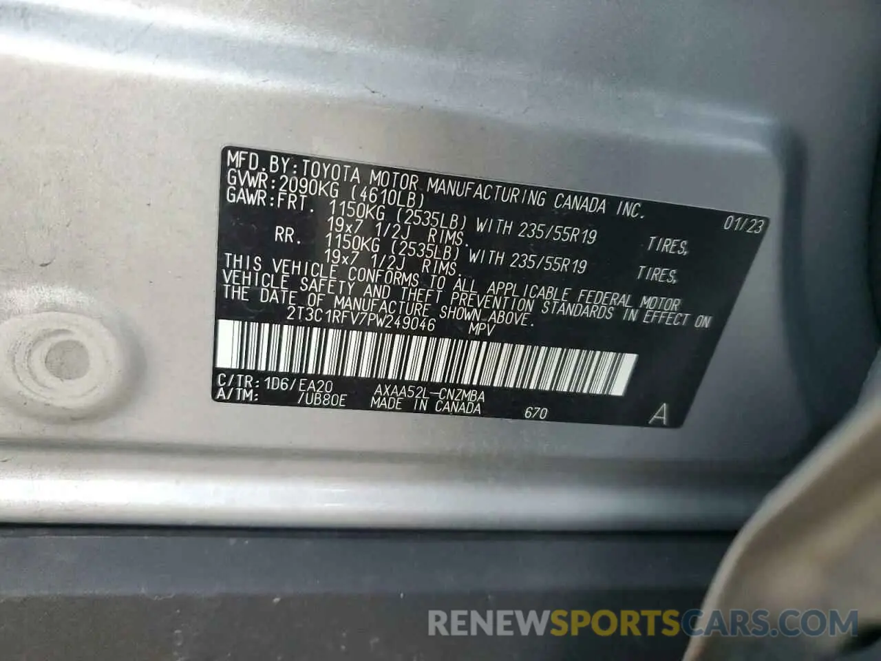 13 Фотография поврежденного автомобиля 2T3C1RFV7PW249046 TOYOTA RAV4 2023