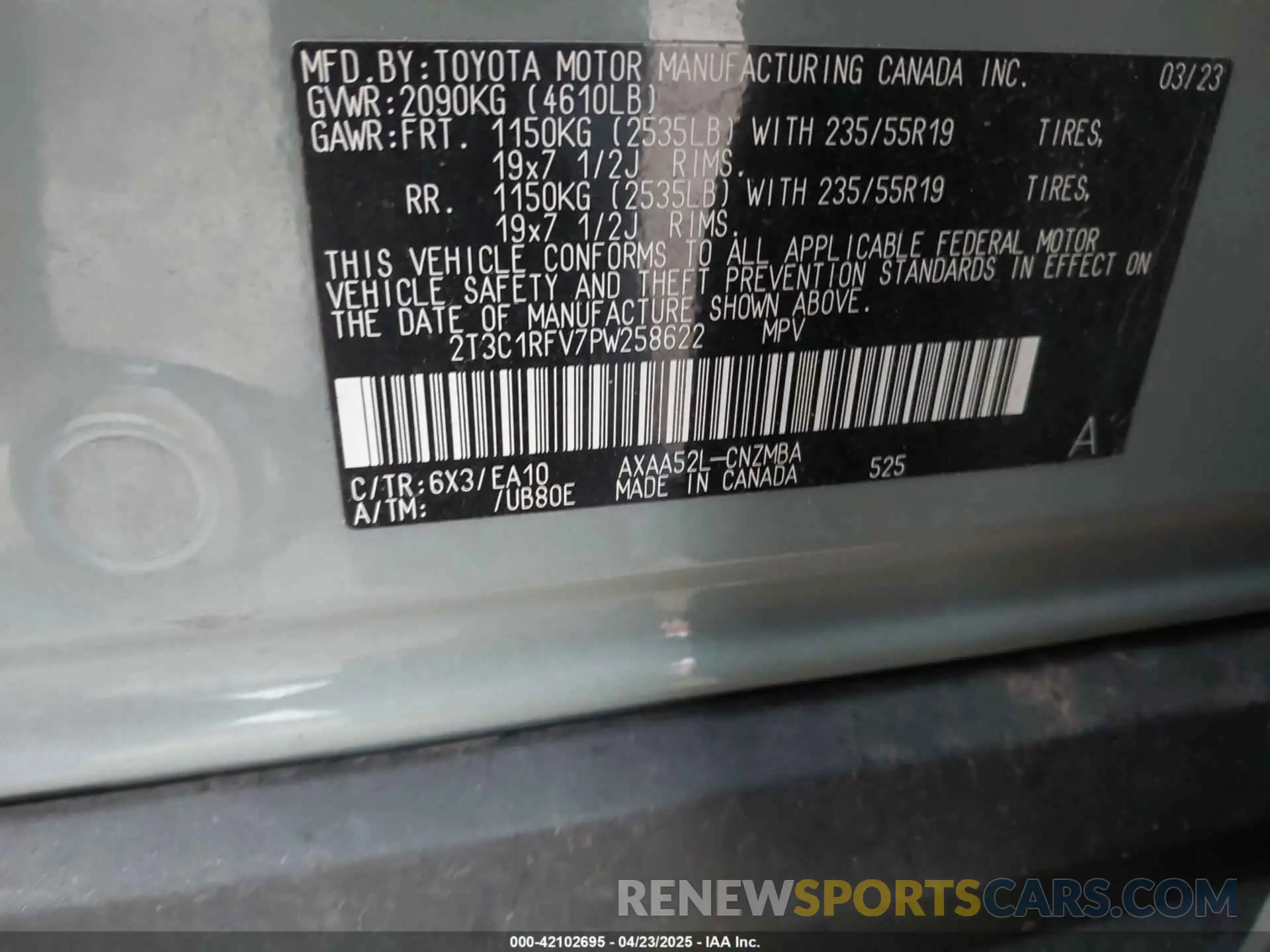 9 Фотография поврежденного автомобиля 2T3C1RFV7PW258622 TOYOTA RAV4 2023