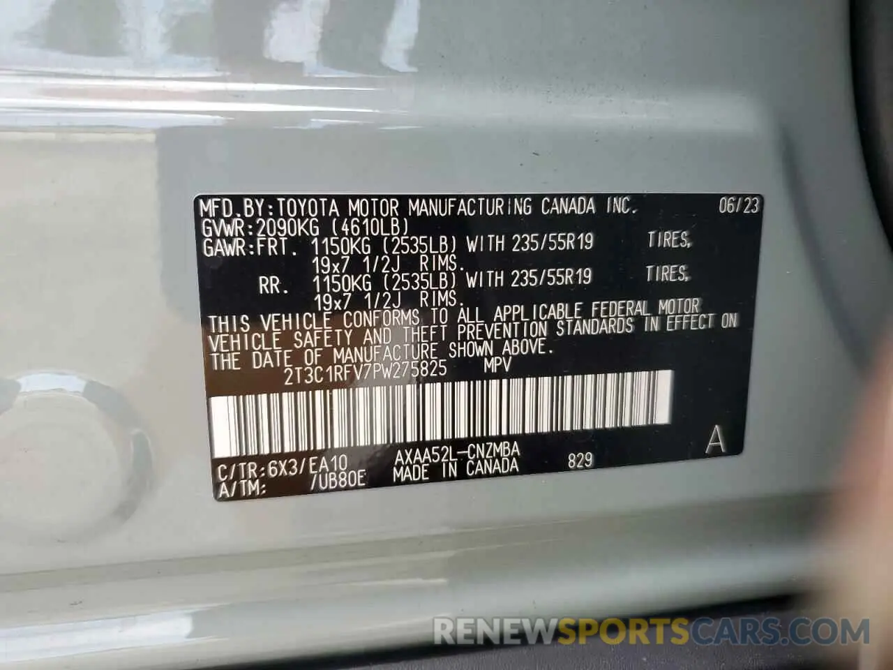 13 Photograph of a damaged car 2T3C1RFV7PW275825 TOYOTA RAV4 2023