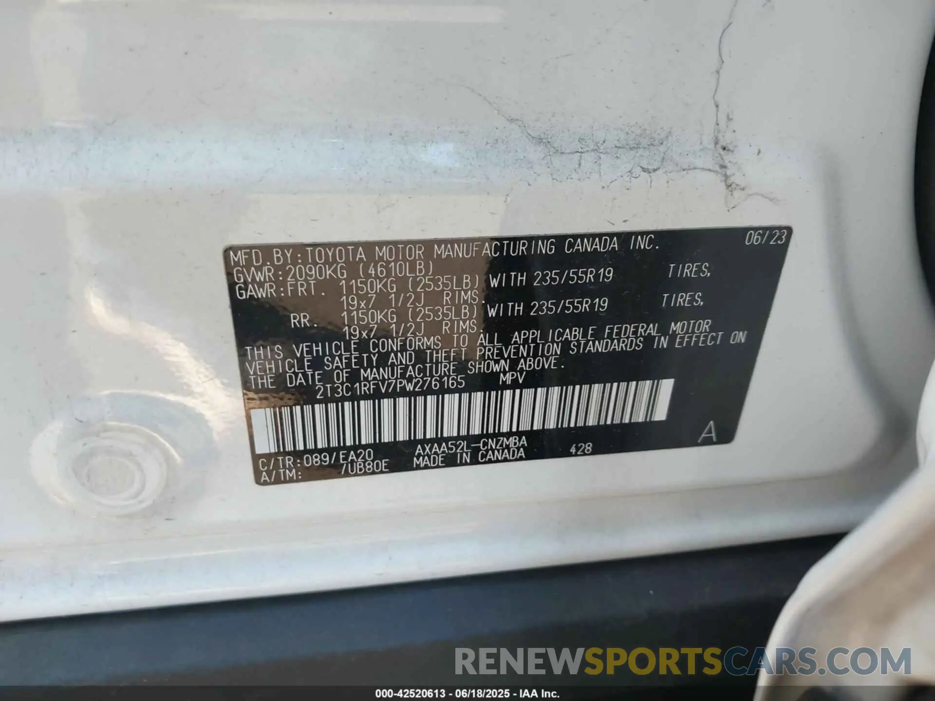 9 Photograph of a damaged car 2T3C1RFV7PW276165 TOYOTA RAV4 2023