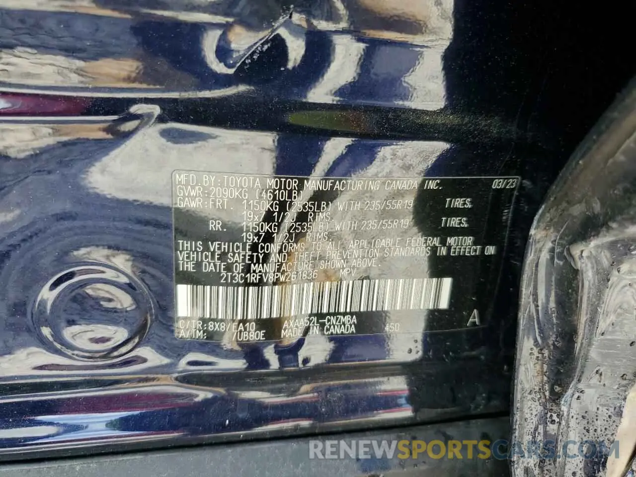 13 Photograph of a damaged car 2T3C1RFV8PW261836 TOYOTA RAV4 2023