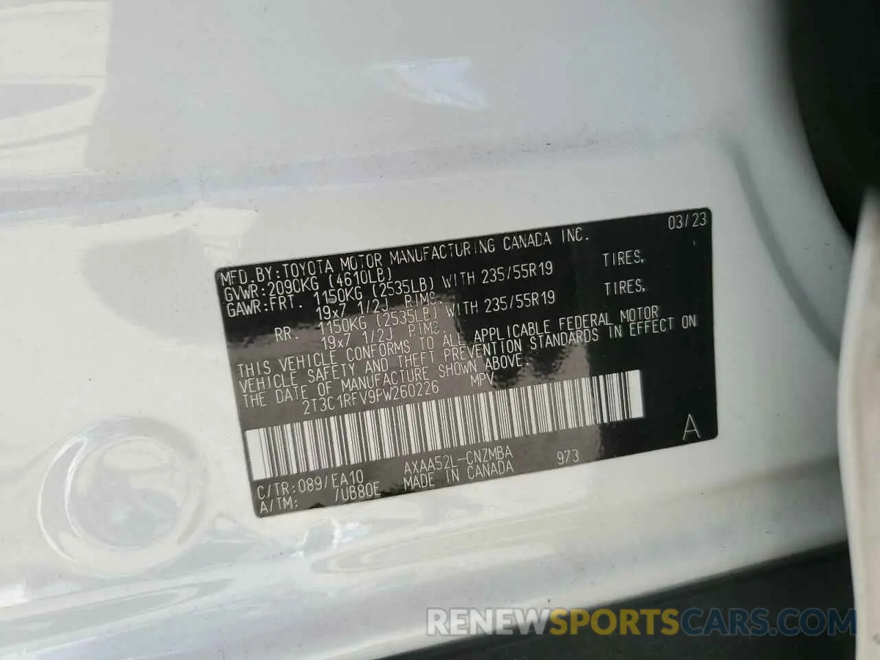 15 Photograph of a damaged car 2T3C1RFV9PW260226 TOYOTA RAV4 2023