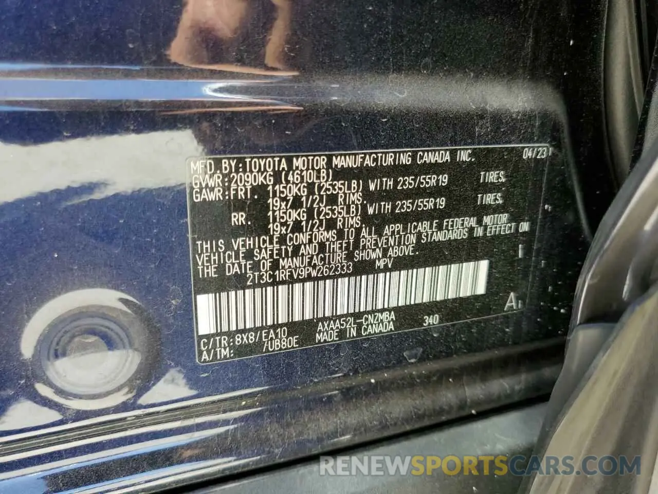 13 Фотография поврежденного автомобиля 2T3C1RFV9PW262333 TOYOTA RAV4 2023