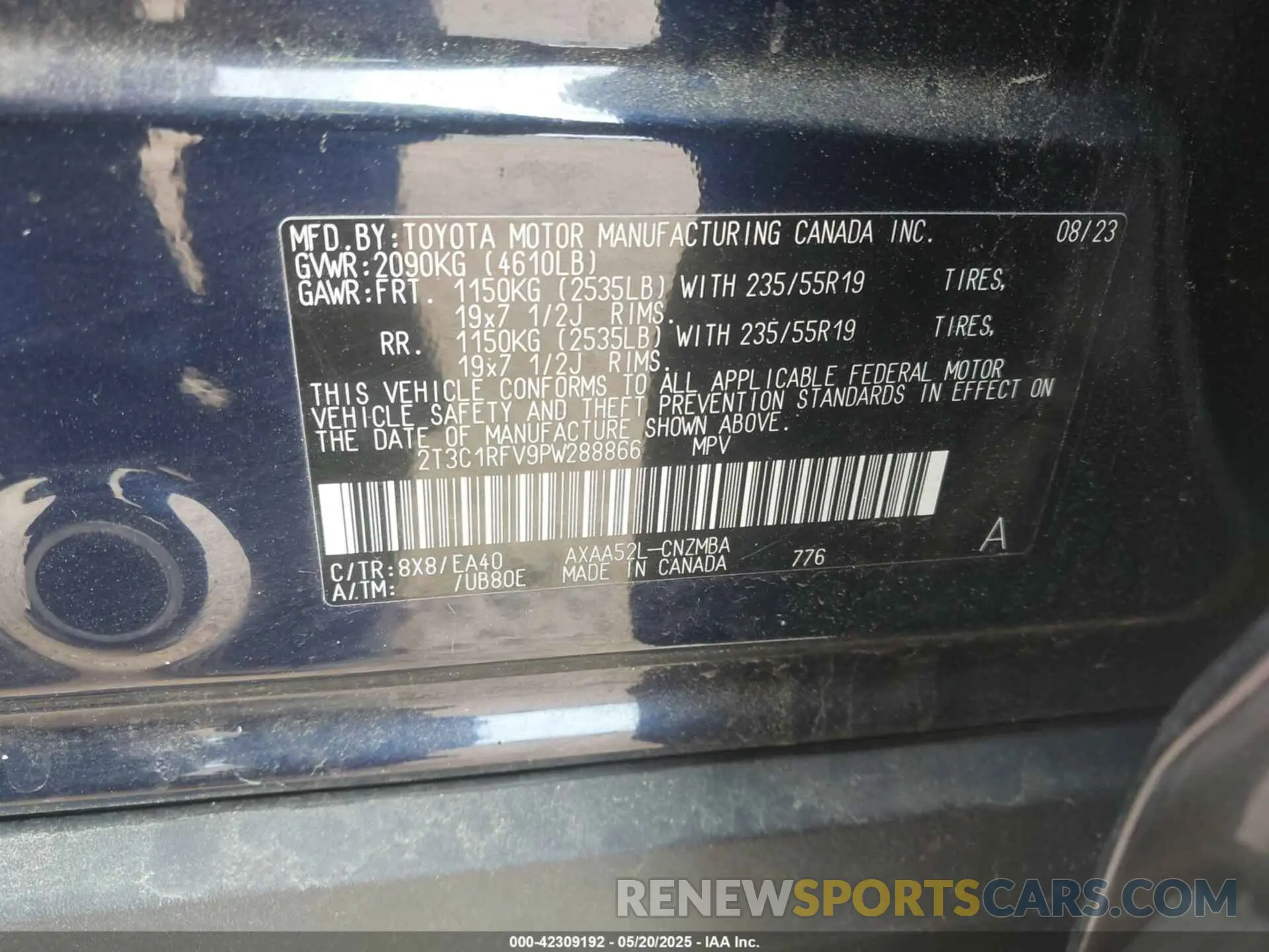 9 Photograph of a damaged car 2T3C1RFV9PW288866 TOYOTA RAV4 2023