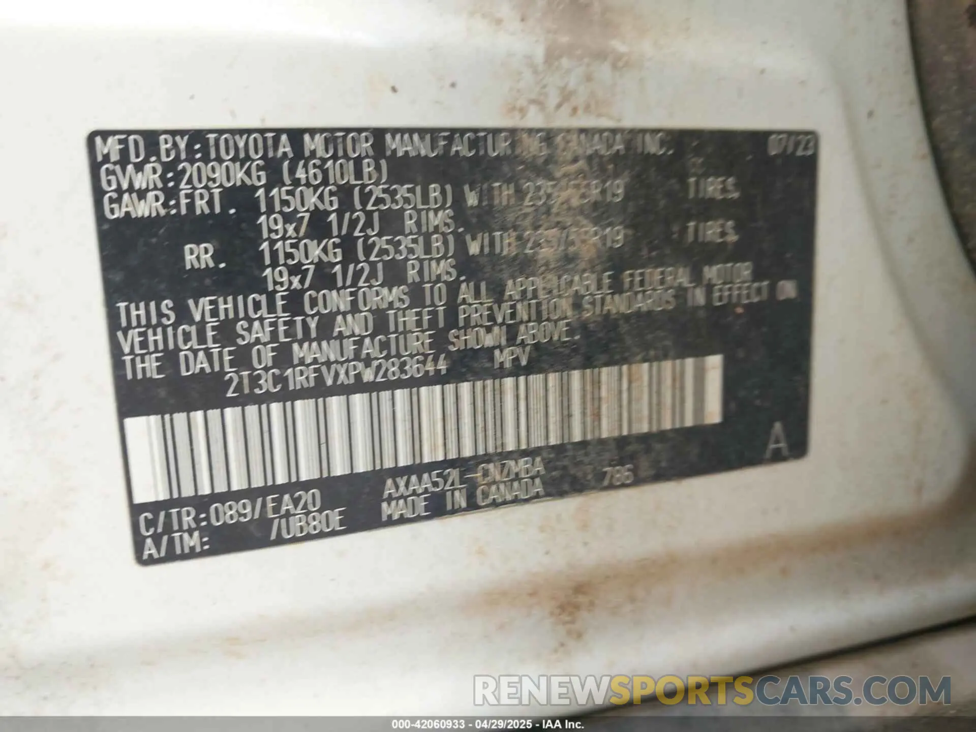 9 Photograph of a damaged car 2T3C1RFVXPW283644 TOYOTA RAV4 2023