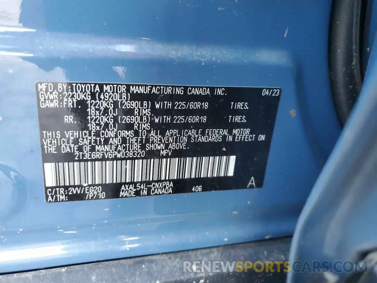 14 Photograph of a damaged car 2T3E6RFV6PW038320 TOYOTA RAV4 2023