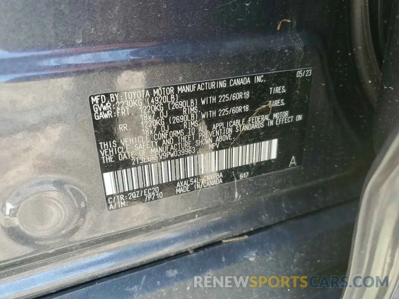 13 Photograph of a damaged car 2T3E6RFV9PW039963 TOYOTA RAV4 2023