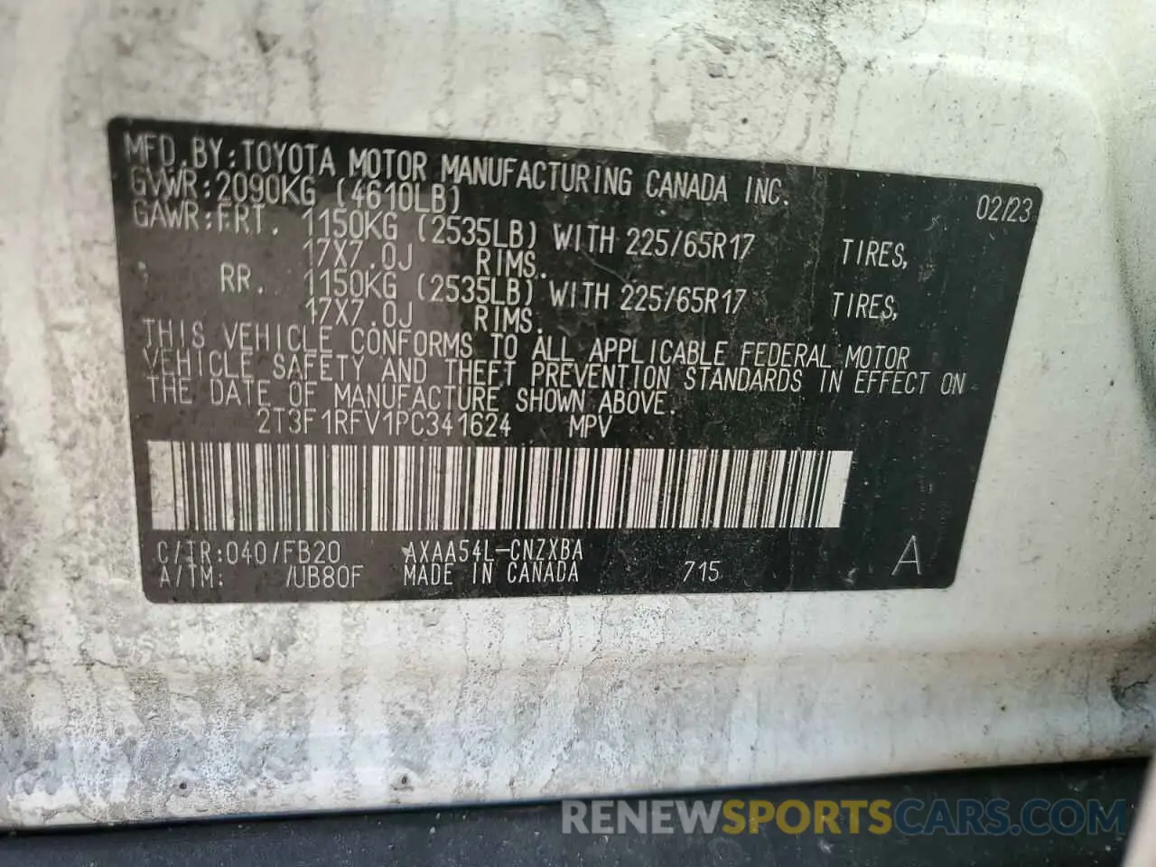 13 Фотография поврежденного автомобиля 2T3F1RFV1PC341624 TOYOTA RAV4 2023