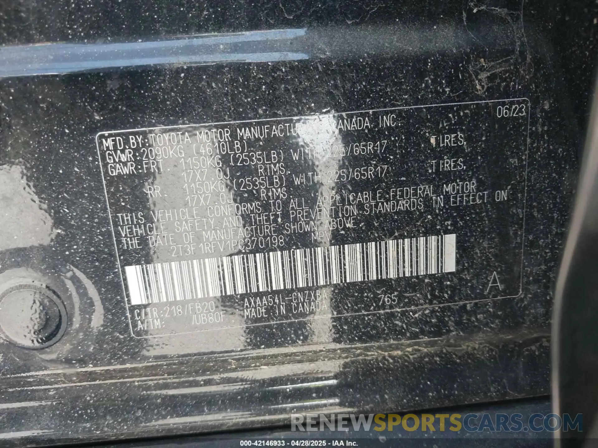 9 Photograph of a damaged car 2T3F1RFV1PC370198 TOYOTA RAV4 2023