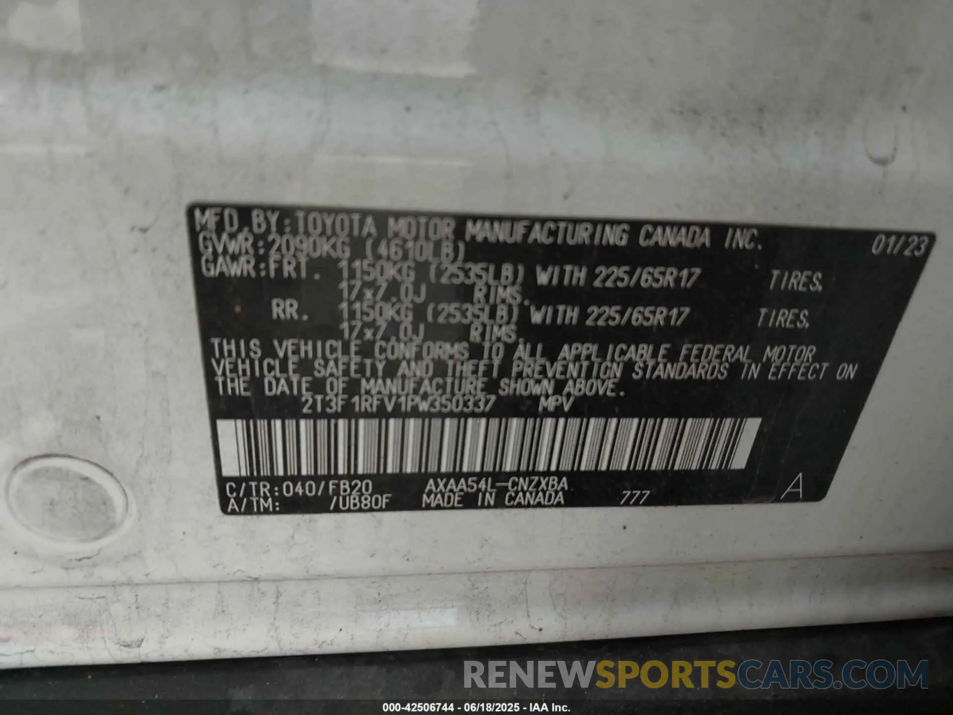9 Фотография поврежденного автомобиля 2T3F1RFV1PW350337 TOYOTA RAV4 2023