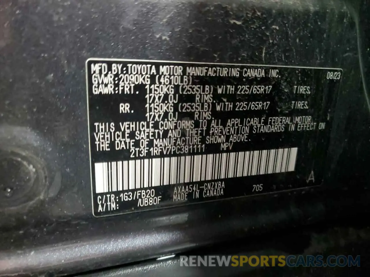 13 Фотография поврежденного автомобиля 2T3F1RFV7PC381111 TOYOTA RAV4 2023