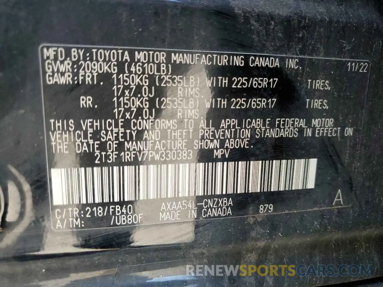13 Фотография поврежденного автомобиля 2T3F1RFV7PW330383 TOYOTA RAV4 2023