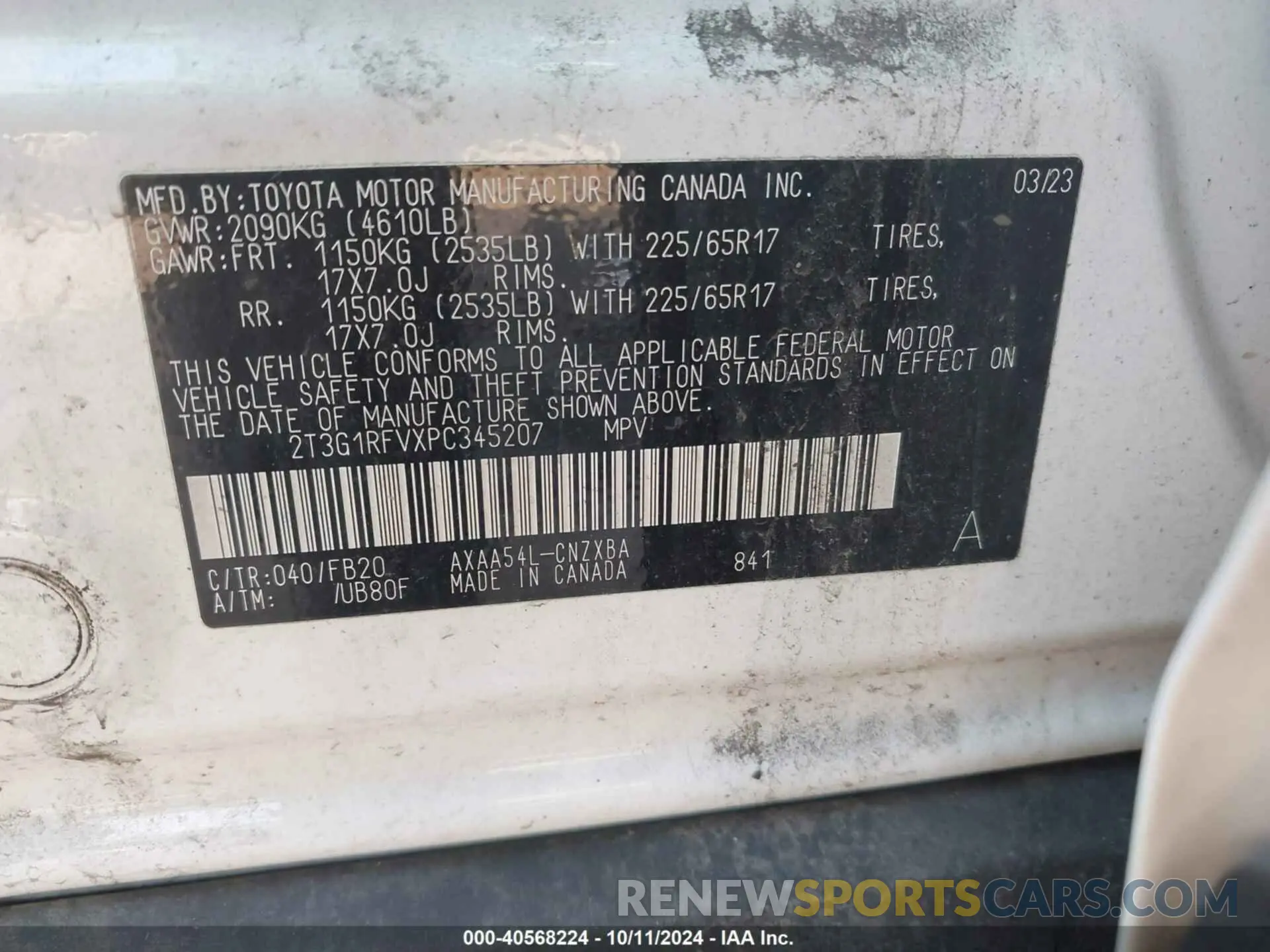 9 Photograph of a damaged car 2T3G1RFVXPC345207 TOYOTA RAV4 2023