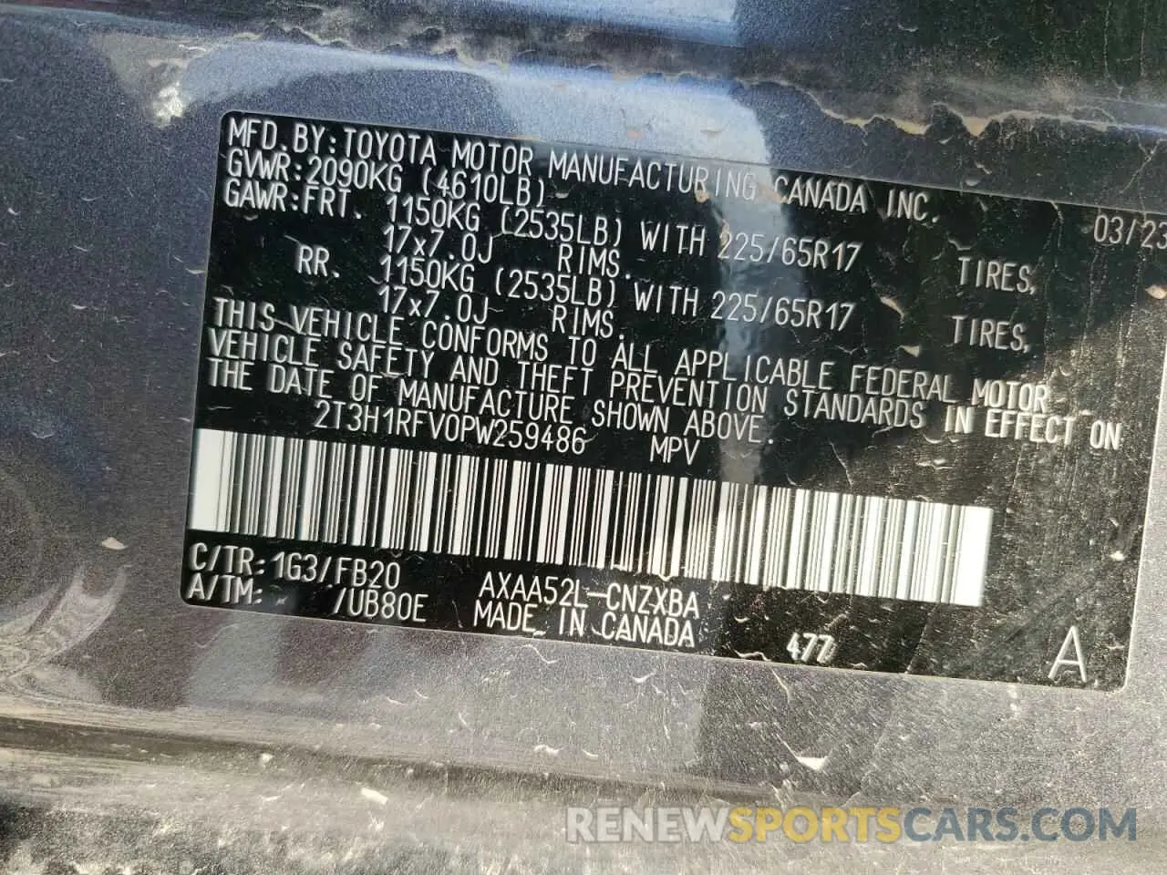 13 Photograph of a damaged car 2T3H1RFV0PW259486 TOYOTA RAV4 2023