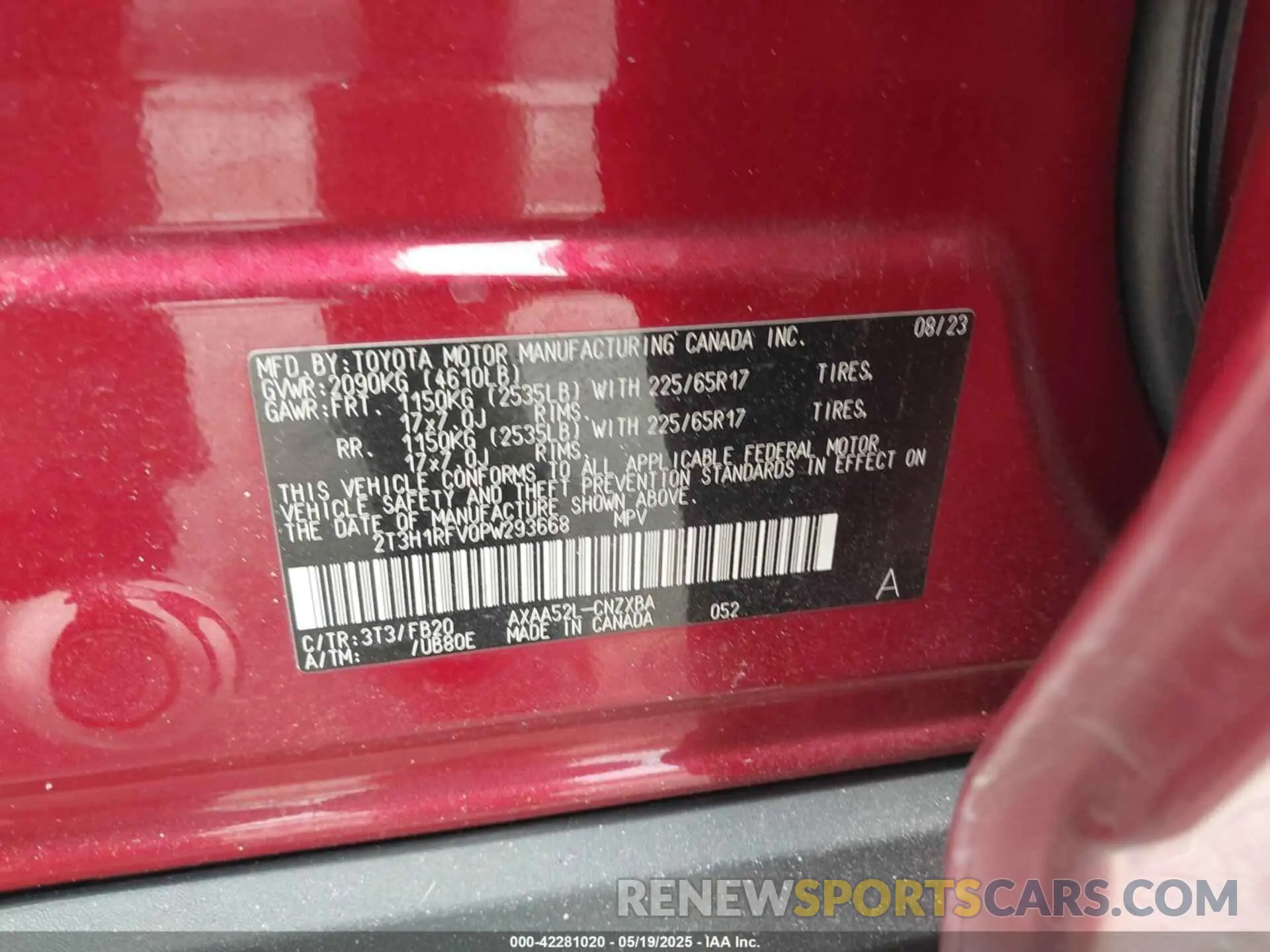 9 Photograph of a damaged car 2T3H1RFV0PW293668 TOYOTA RAV4 2023