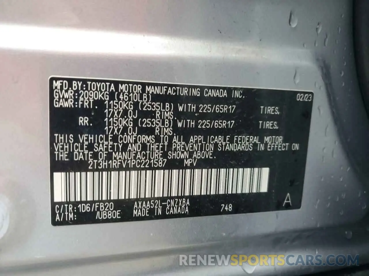 13 Photograph of a damaged car 2T3H1RFV1PC221587 TOYOTA RAV4 2023