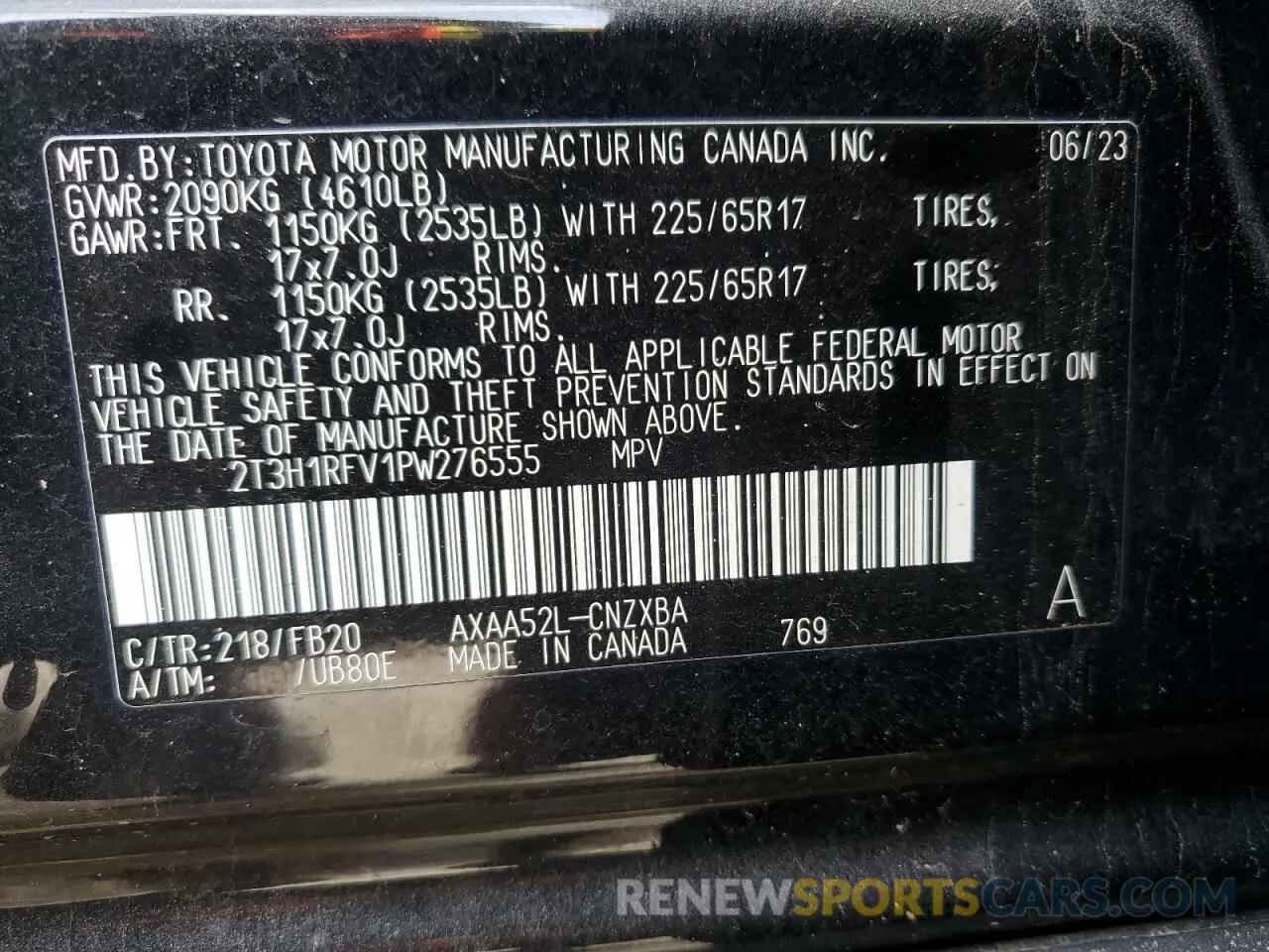 13 Фотография поврежденного автомобиля 2T3H1RFV1PW276555 TOYOTA RAV4 2023