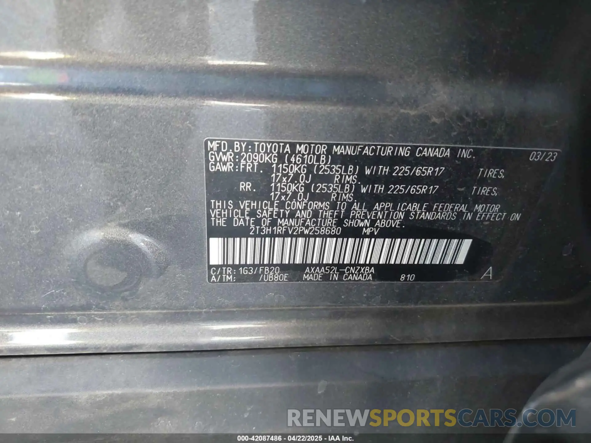 9 Photograph of a damaged car 2T3H1RFV2PW258680 TOYOTA RAV4 2023