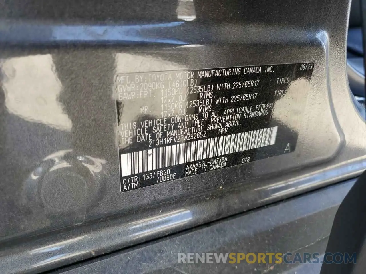14 Photograph of a damaged car 2T3H1RFV2PW292652 TOYOTA RAV4 2023