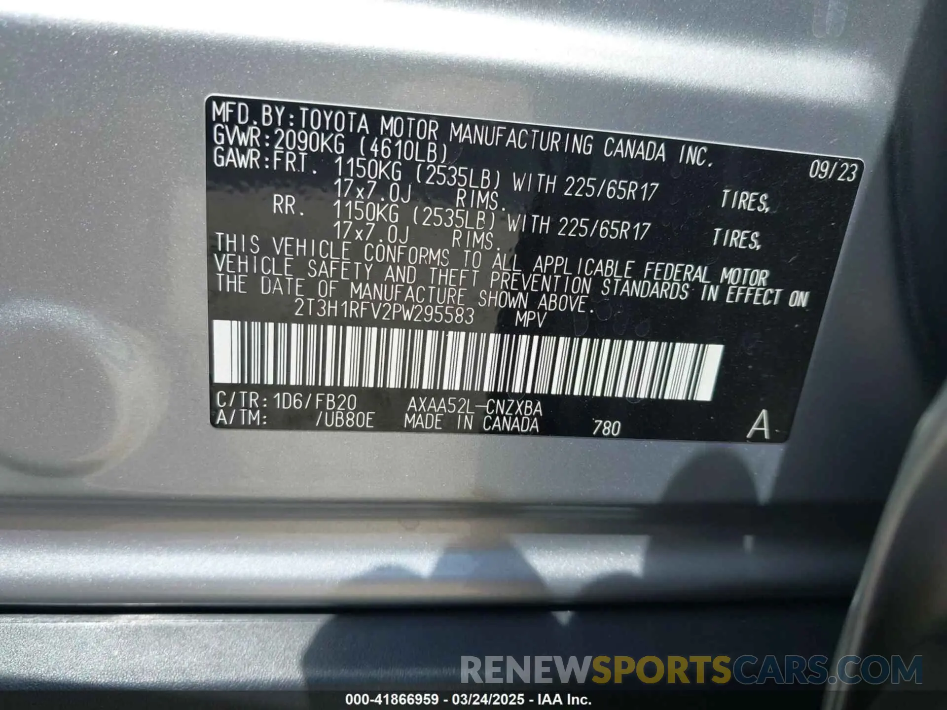 9 Фотография поврежденного автомобиля 2T3H1RFV2PW295583 TOYOTA RAV4 2023