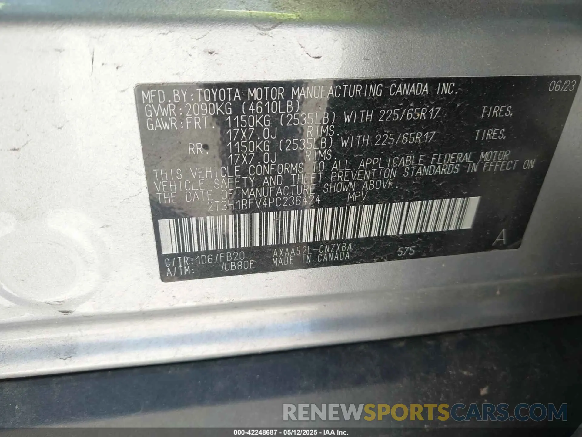9 Фотография поврежденного автомобиля 2T3H1RFV4PC236424 TOYOTA RAV4 2023