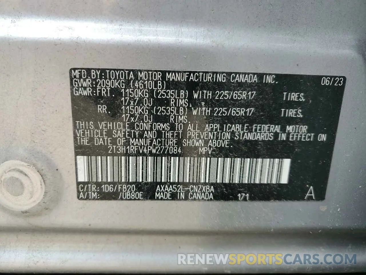 14 Photograph of a damaged car 2T3H1RFV4PW277084 TOYOTA RAV4 2023