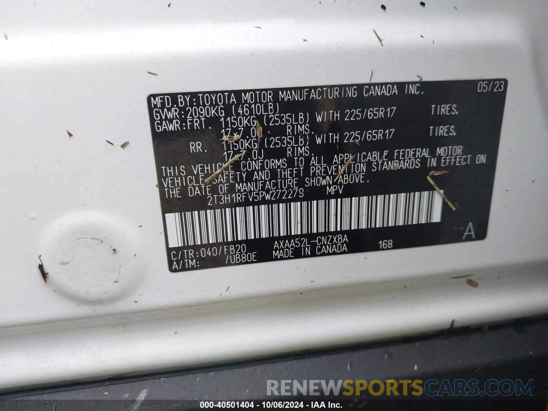 9 Photograph of a damaged car 2T3H1RFV5PW272279 TOYOTA RAV4 2023