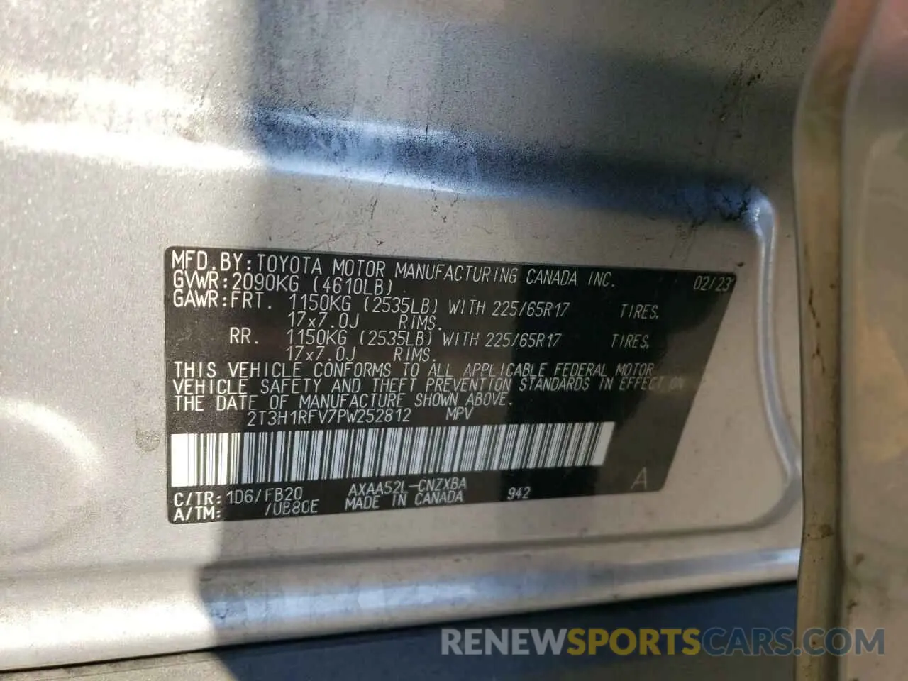 12 Фотография поврежденного автомобиля 2T3H1RFV7PW252812 TOYOTA RAV4 2023