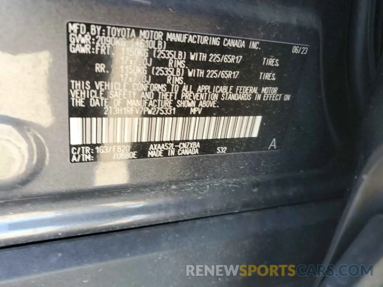 13 Photograph of a damaged car 2T3H1RFV7PW275331 TOYOTA RAV4 2023