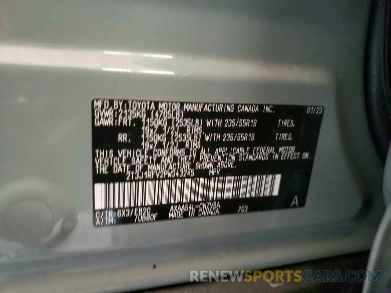 13 Photograph of a damaged car 2T3J1RFV2PW343245 TOYOTA RAV4 2023
