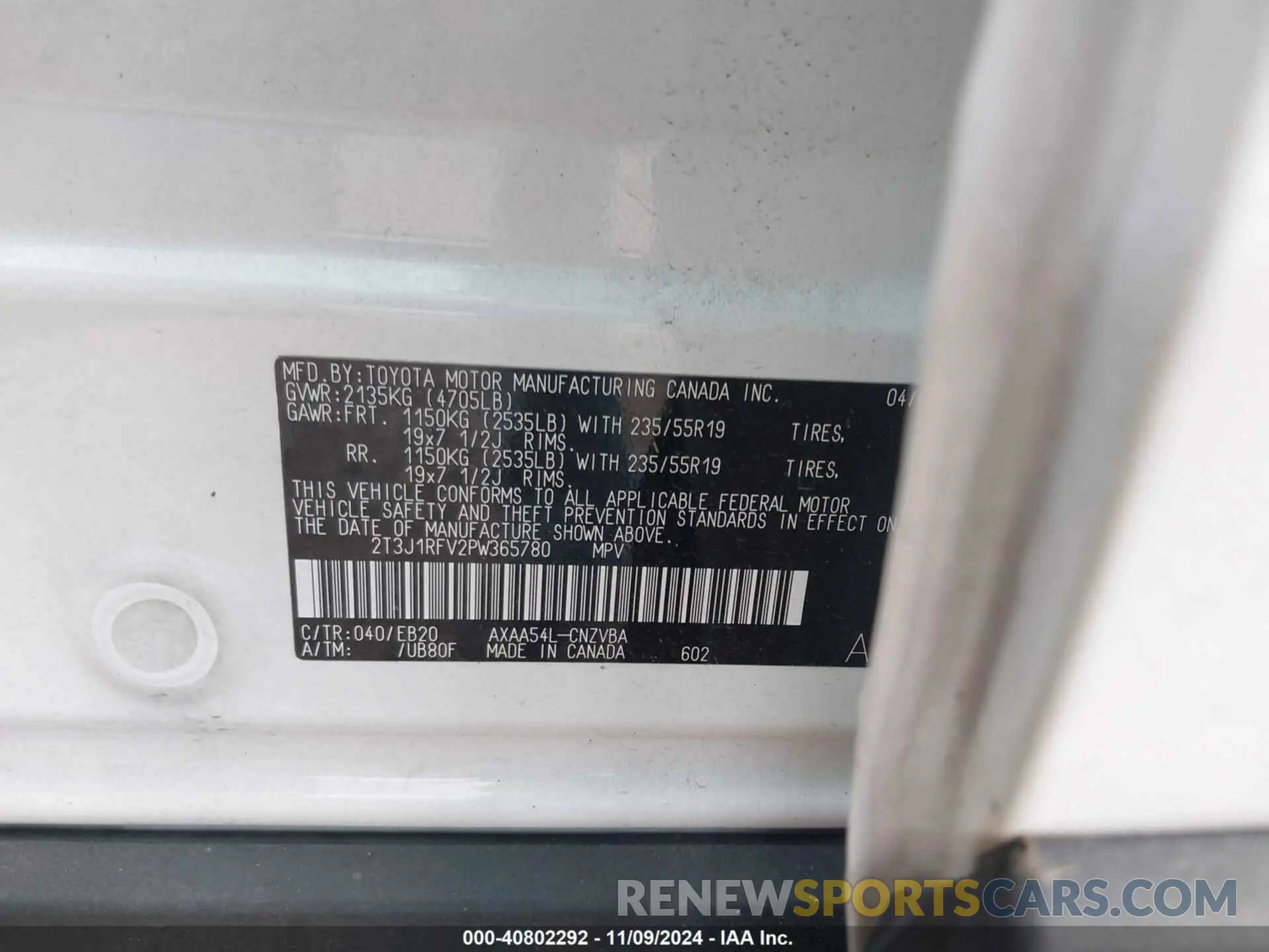 9 Photograph of a damaged car 2T3J1RFV2PW365780 TOYOTA RAV4 2023