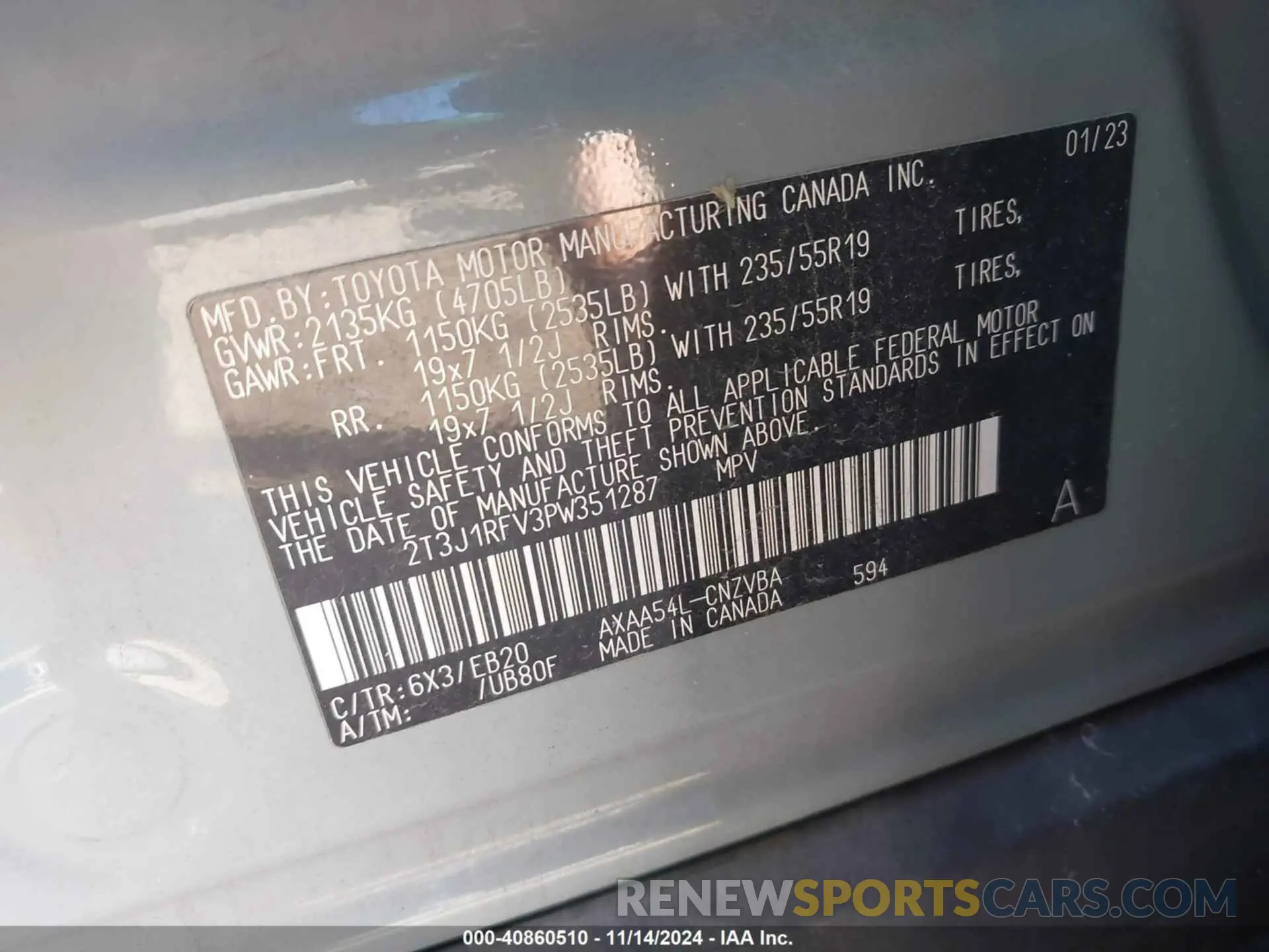 9 Фотография поврежденного автомобиля 2T3J1RFV3PW351287 TOYOTA RAV4 2023