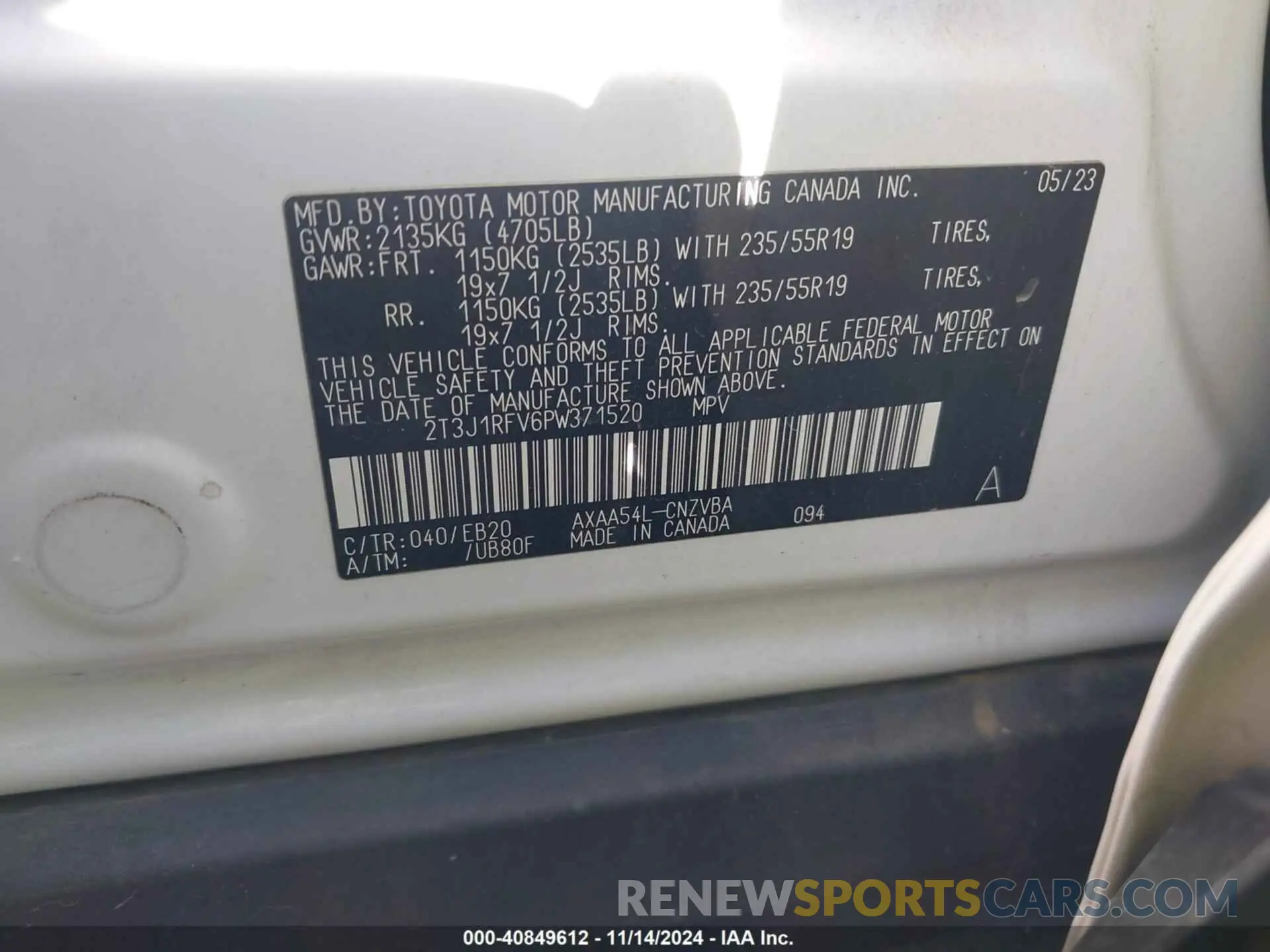 9 Photograph of a damaged car 2T3J1RFV6PW371520 TOYOTA RAV4 2023