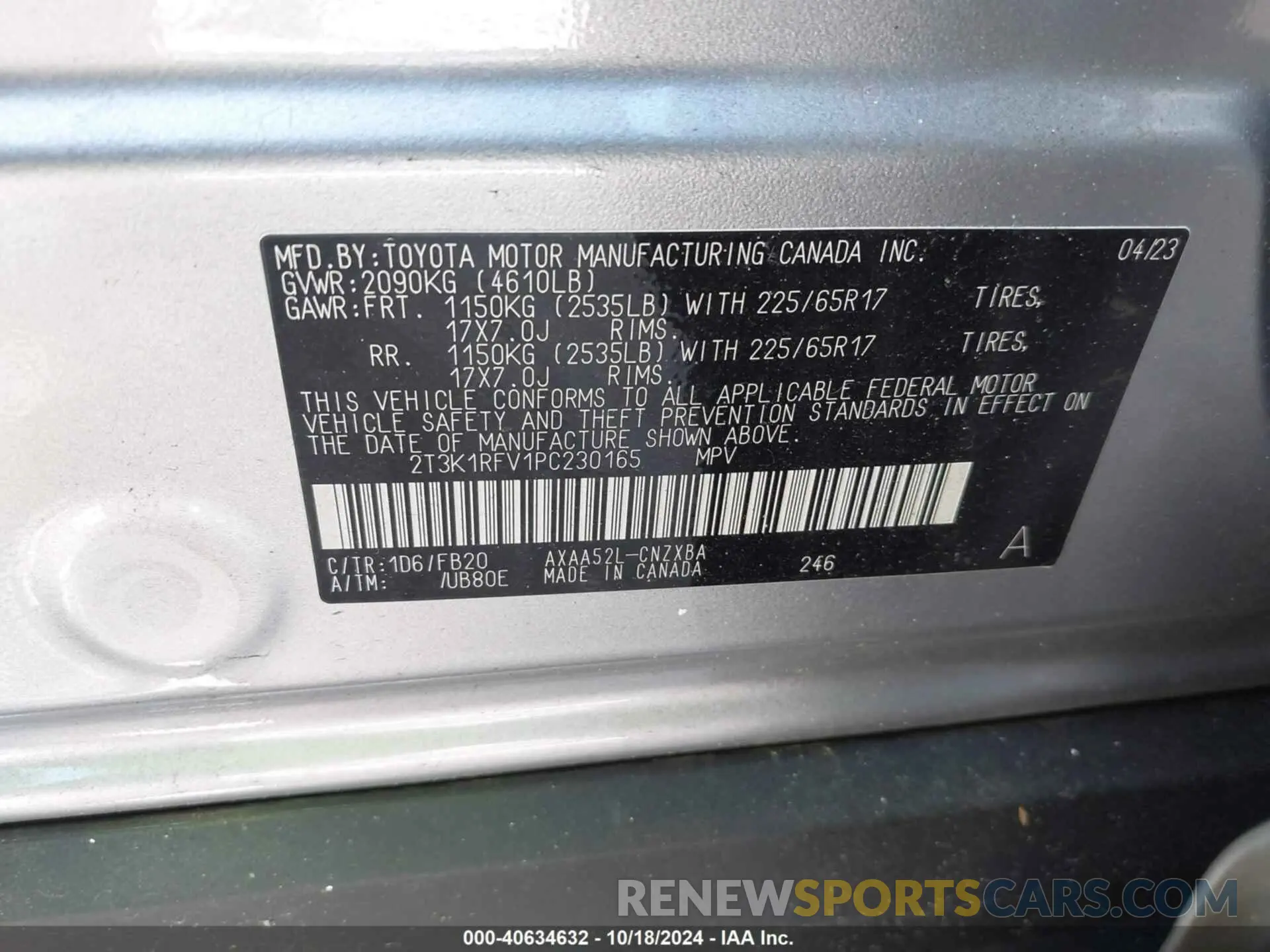 9 Фотография поврежденного автомобиля 2T3K1RFV1PC230165 TOYOTA RAV4 2023