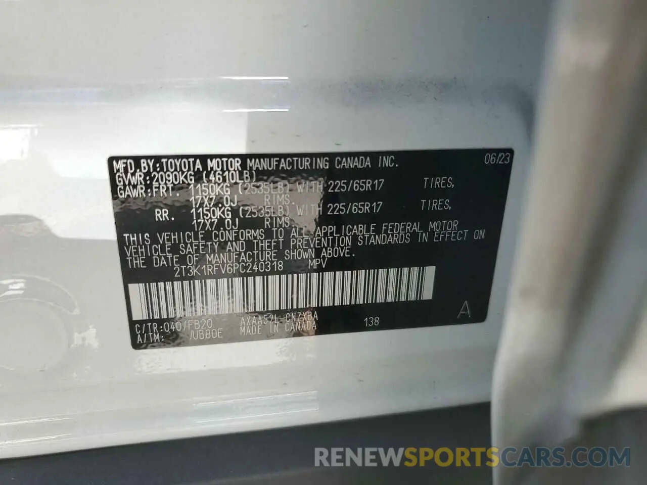 13 Photograph of a damaged car 2T3K1RFV6PC240318 TOYOTA RAV4 2023