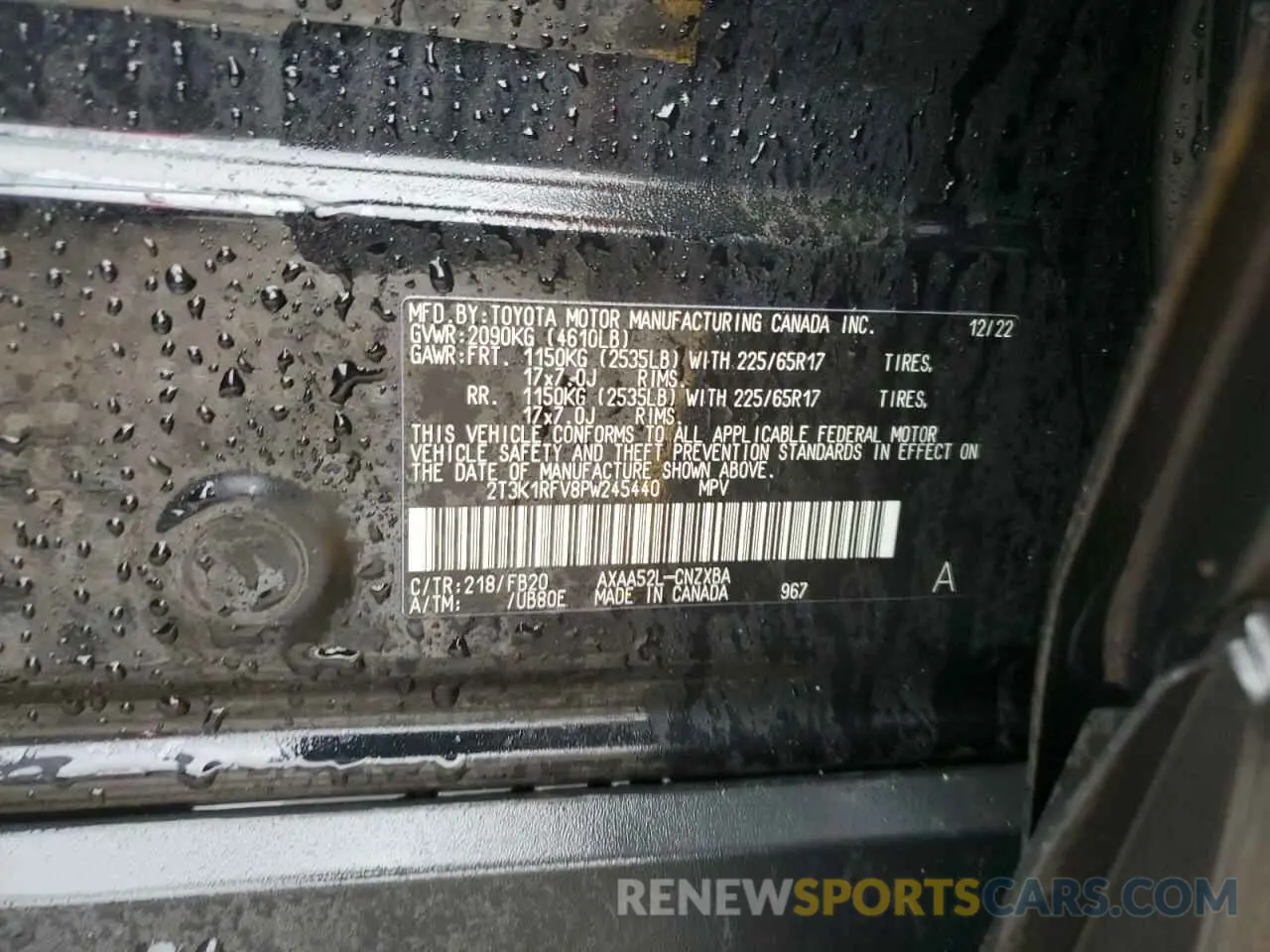 13 Photograph of a damaged car 2T3K1RFV8PW245440 TOYOTA RAV4 2023