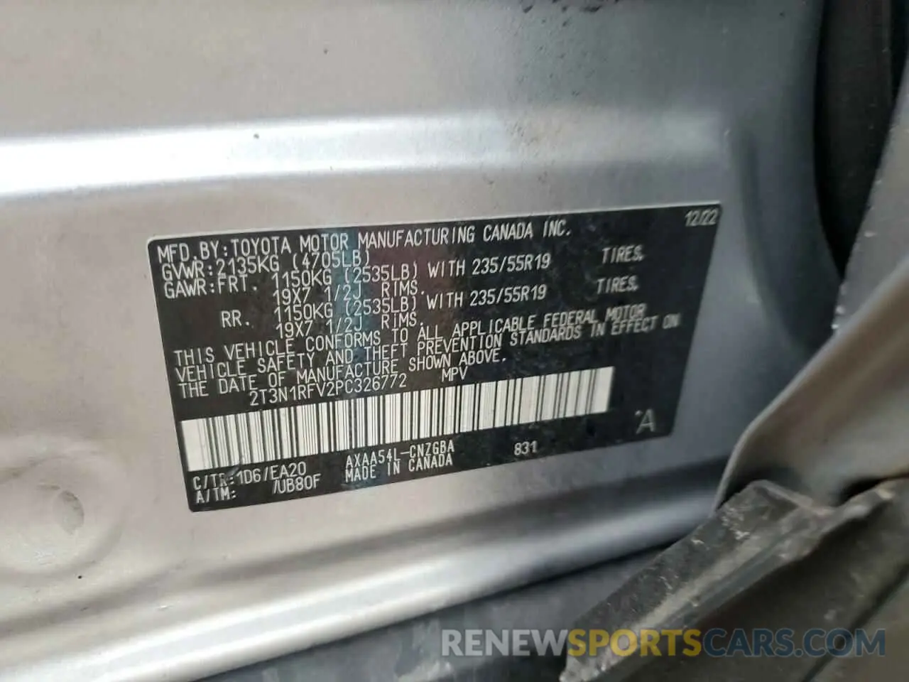 12 Фотография поврежденного автомобиля 2T3N1RFV2PC326772 TOYOTA RAV4 2023