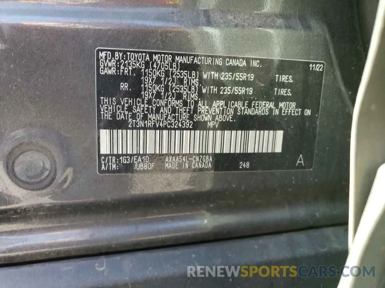 12 Фотография поврежденного автомобиля 2T3N1RFV4PC324392 TOYOTA RAV4 2023